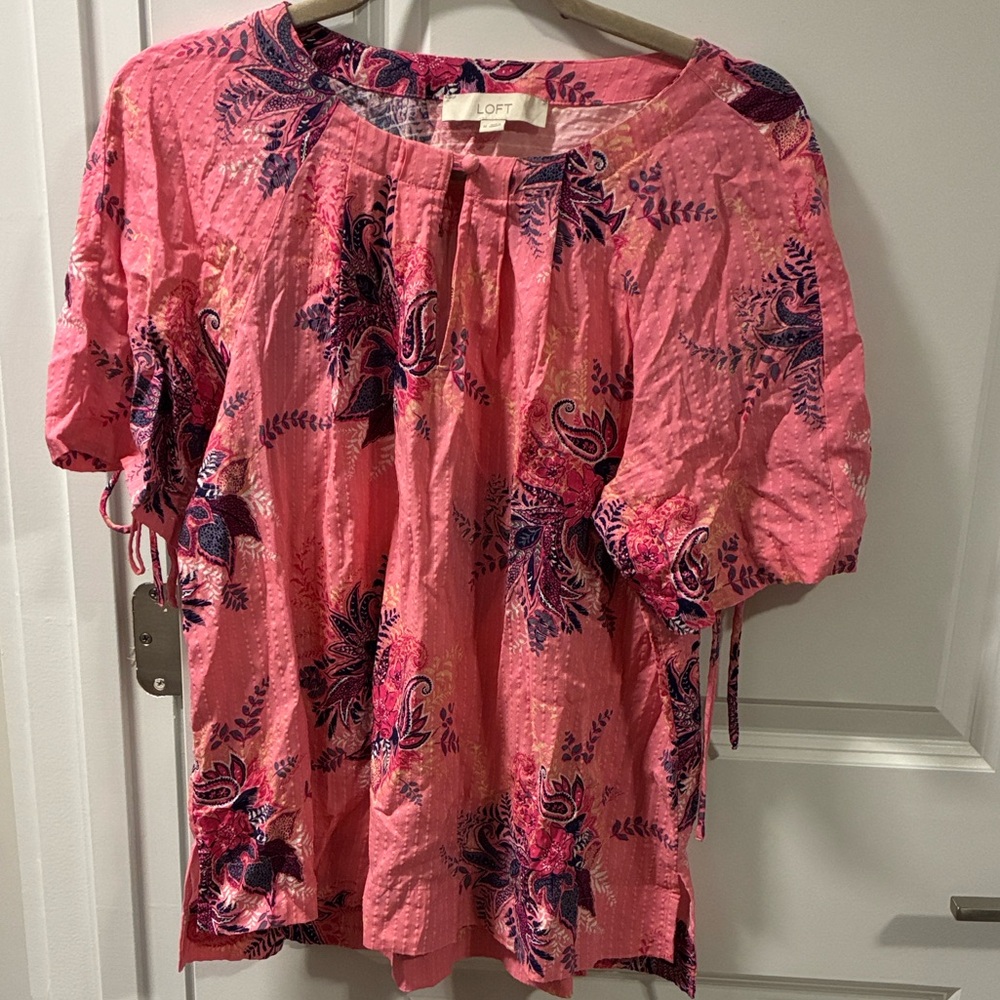 LOFT Pink and Purple Floral Blouse